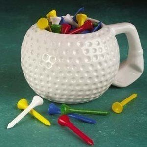 Golf Tee Mug White with Colorful Tees